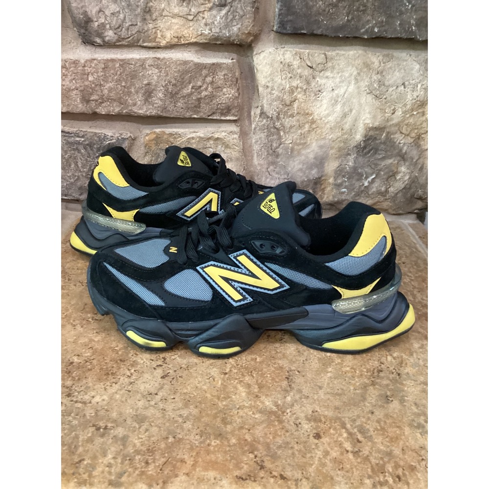 New Balance 9060 Black Yellow Gray Suede Sneakers U9060TRZ Mens Size 8.5 US